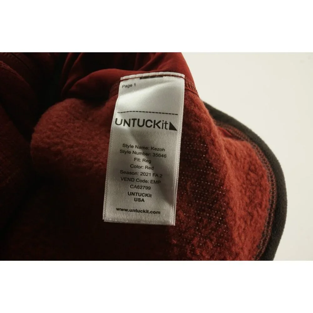 UNTUCKit Kezoh Full Zip Fleece Sweater Men’s XL Comfort Stretch Soft Red Heather